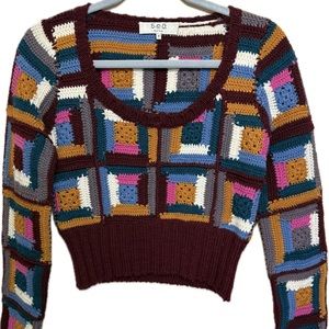Colorful Patchwork Knit Sweater